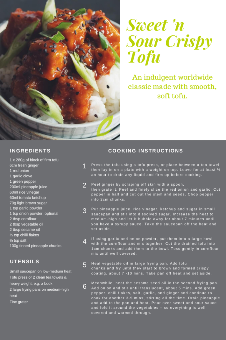 tofu sweet and sour recipe card